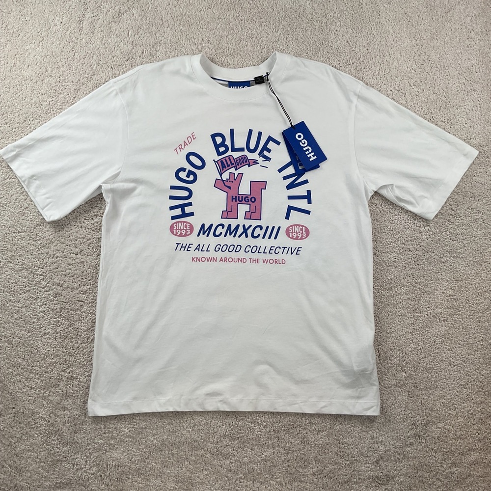 HUGO Blue International Graphic T-Shirt White MCMXCIII All Good Collective MED